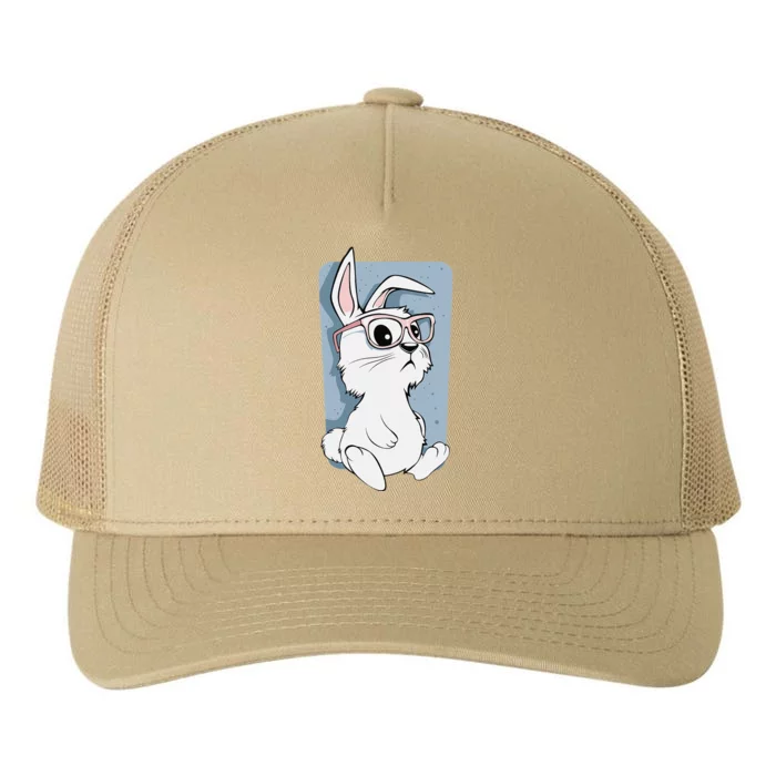 Funny Easter Rabbit Hipster Bunny Eyeglasses Women Gift Yupoong Adult 5-Panel Trucker Hat