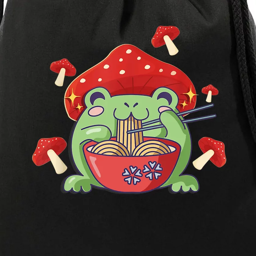 Frog Eating Ra Anime Japanese Noodles Cute Frog Lover Drawstring Bag