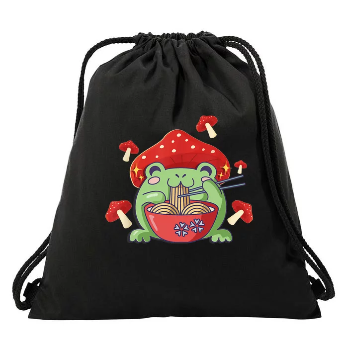 Frog Eating Ra Anime Japanese Noodles Cute Frog Lover Drawstring Bag