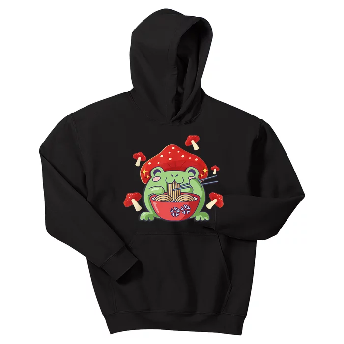 Frog Eating Ra Anime Japanese Noodles Cute Frog Lover Kids Hoodie