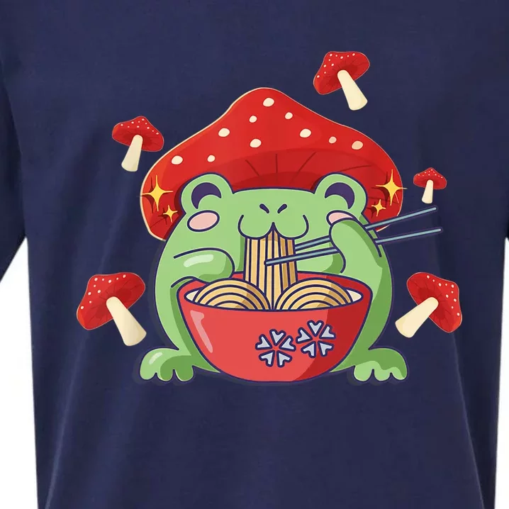 Frog Eating Ra Anime Japanese Noodles Cute Frog Lover Sueded Cloud Jersey T-Shirt