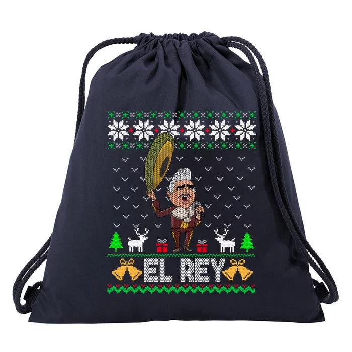 Funny El Rey De Mexico Vicente Fernandez Mexican Legend Ugly Christmas Tee Gift Drawstring Bag