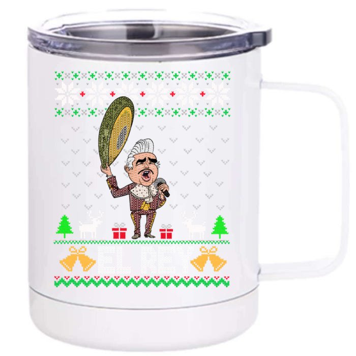 Funny El Rey De Mexico Vicente Fernandez Mexican Legend Ugly Christmas Tee Gift Front & Back 12oz Stainless Steel Tumbler Cup