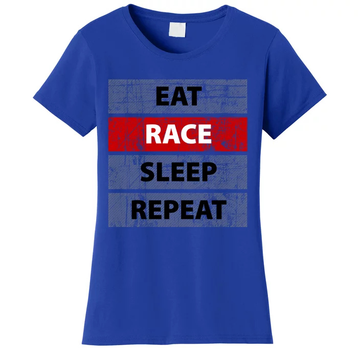 Funny Eat Race Sleep Repeat Vintage Retro Drag Racing Car Gift Women's T-Shirt