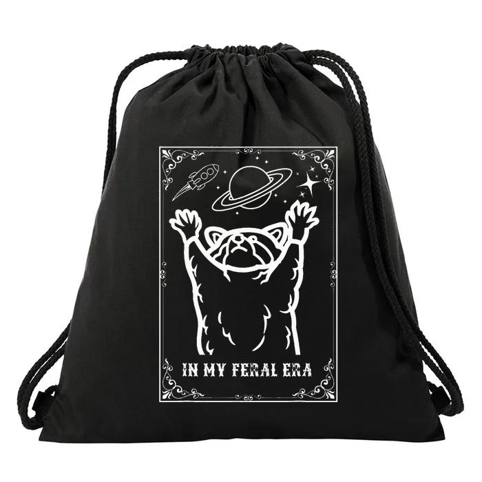 Feral Era Raccoon Cosmic Adventure Drawstring Bag