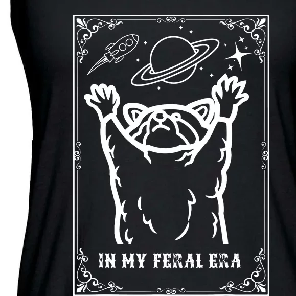 Feral Era Raccoon Cosmic Adventure Design Ladies Essential Flowy Tank