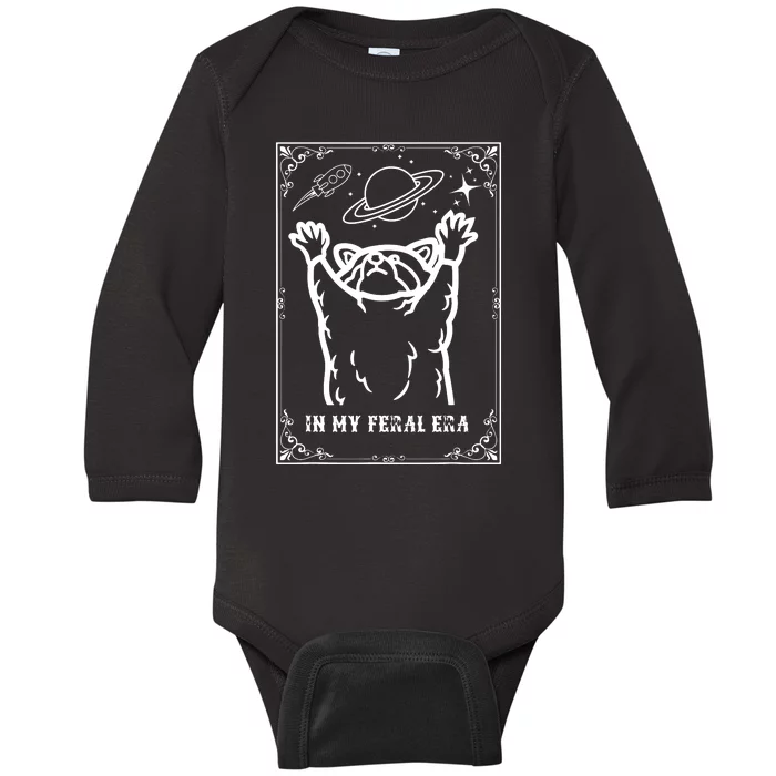 Feral Era Raccoon Cosmic Adventure Design Baby Long Sleeve Bodysuit