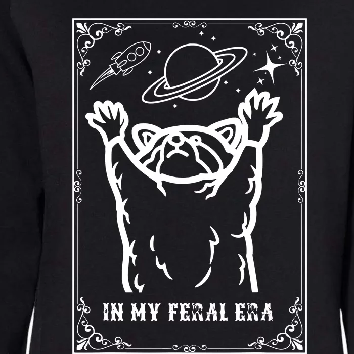 Feral Era Raccoon Cosmic Adventure Design Womens California Wash Sweatshirt