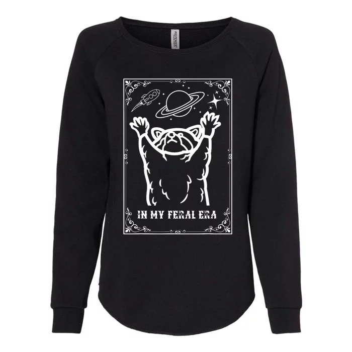 Feral Era Raccoon Cosmic Adventure Design Womens California Wash Sweatshirt