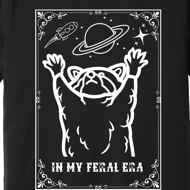 Feral Era Raccoon Cosmic Adventure Design Premium T-Shirt