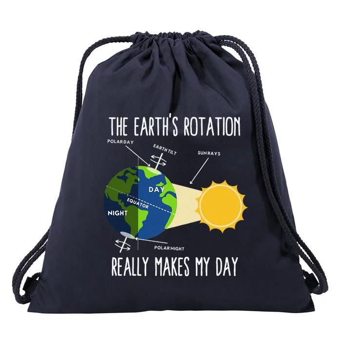 Funny Earth Rotation Earth Day Science Teacher Drawstring Bag