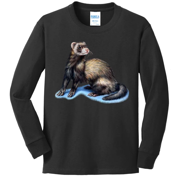 Ferret Wildlife Kids Long Sleeve Shirt