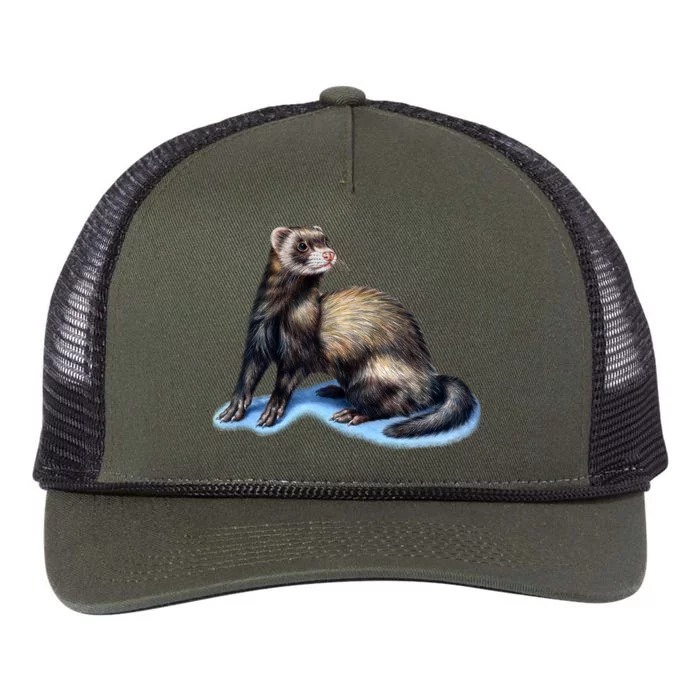 Ferret Wildlife Retro Rope Trucker Hat Cap