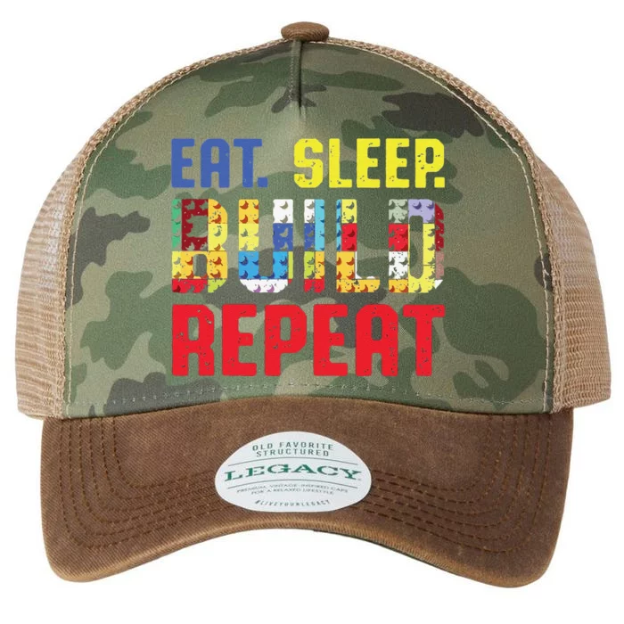 Funny Eat Sleep Build Repeat Building Funny Builders Legacy Tie Dye Trucker Hat