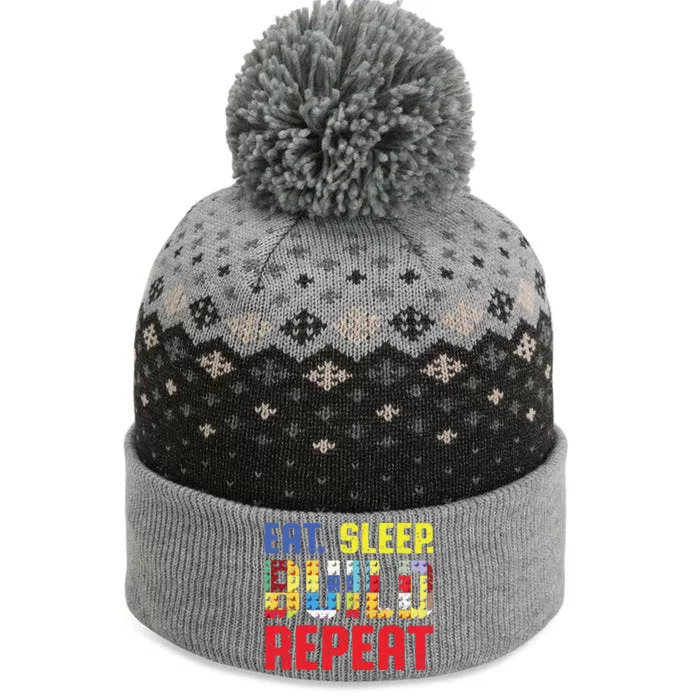 Funny Eat Sleep Build Repeat Building Funny Builders The Baniff Cuffed Pom Beanie