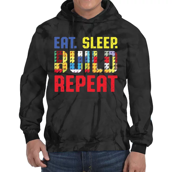 Funny Eat Sleep Build Repeat Building Funny Builders Tie Dye Hoodie