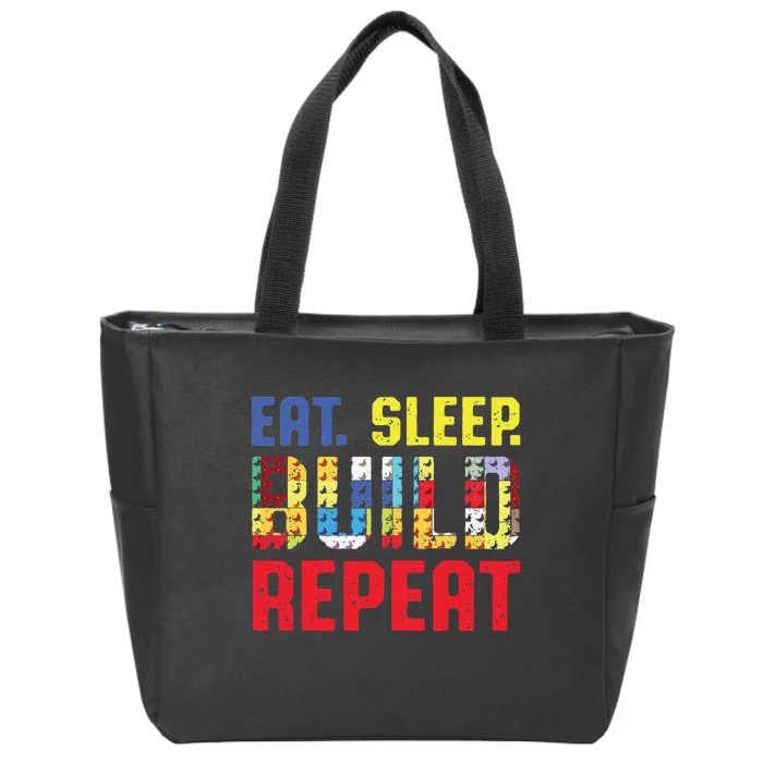 Funny Eat Sleep Build Repeat Building Funny Builders Zip Tote Bag