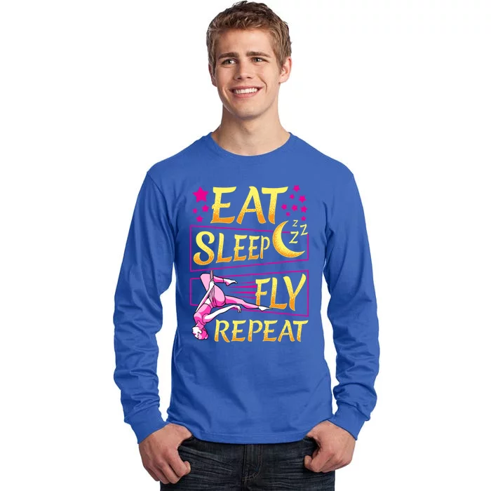 Funny Eat Sleep Fly Repeat Aerial Yoga Silks Gift Tall Long Sleeve T-Shirt