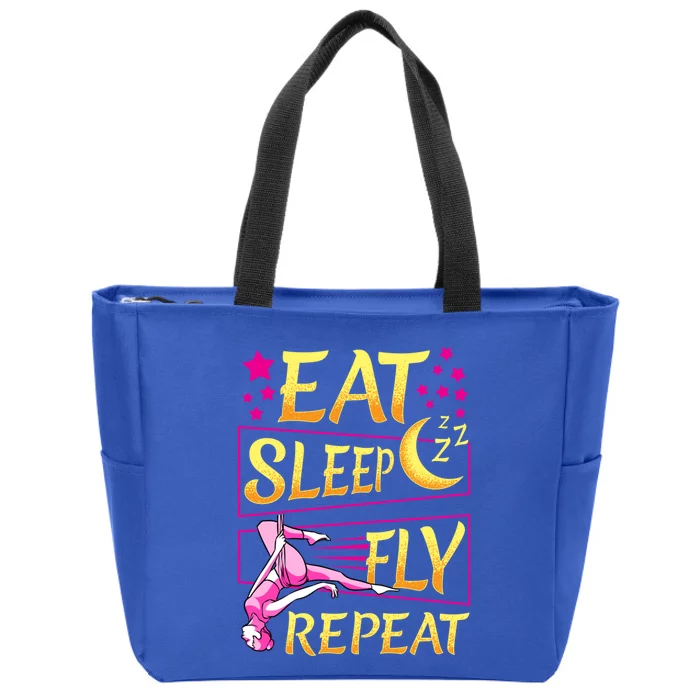 Funny Eat Sleep Fly Repeat Aerial Yoga Silks Gift Zip Tote Bag