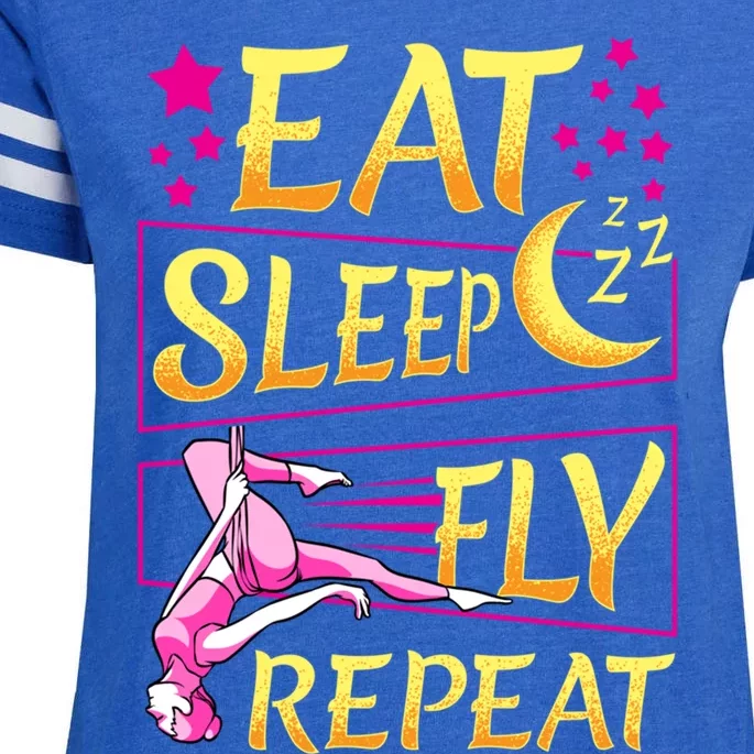 Funny Eat Sleep Fly Repeat Aerial Yoga Silks Gift Enza Ladies Jersey Football T-Shirt