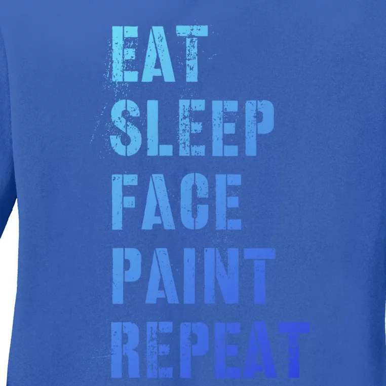 Funny Eat Sleep Face Paint Repeat Halloween Painting Artist Gift Ladies Long Sleeve Shirt