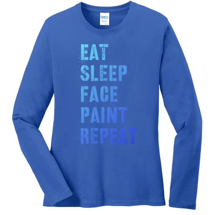 Funny Eat Sleep Face Paint Repeat Halloween Painting Artist Gift Ladies Long Sleeve Shirt