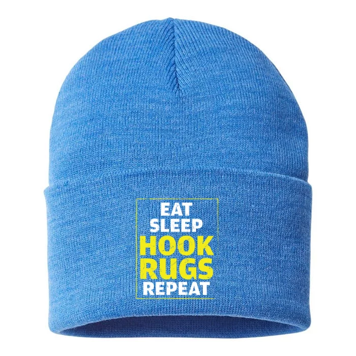 Funny Eat Sleep Hook Rugs Repeat Rug Makers Gift Sustainable Knit Beanie