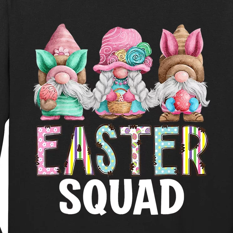 Funny Easter Squad Bunny Gnome Spring Hippie Eggs Easter Day Tall Long Sleeve T-Shirt