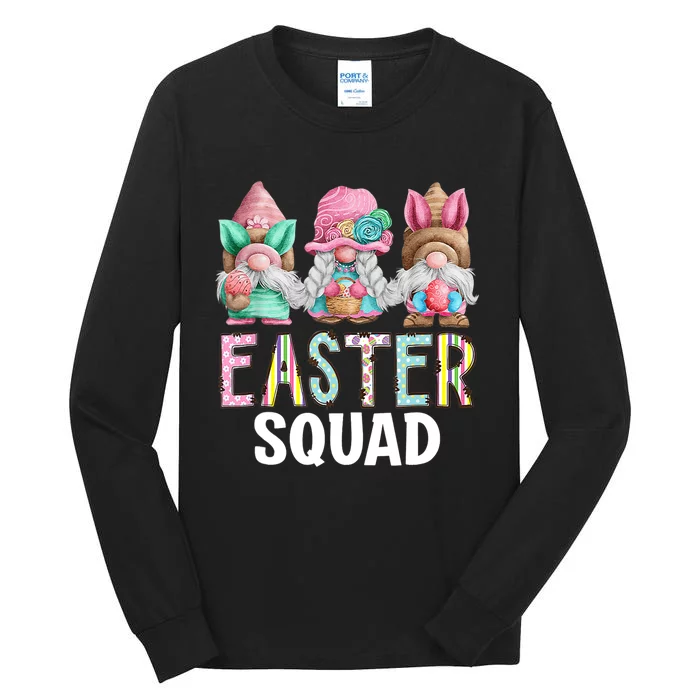 Funny Easter Squad Bunny Gnome Spring Hippie Eggs Easter Day Tall Long Sleeve T-Shirt