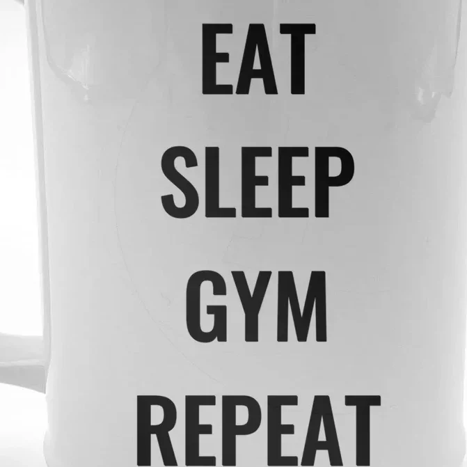 Funny Eat Sleep Gym Repeat Gym Goer Workout Lover Gift Front & Back Beer Stein