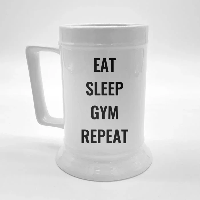 Funny Eat Sleep Gym Repeat Gym Goer Workout Lover Gift Front & Back Beer Stein