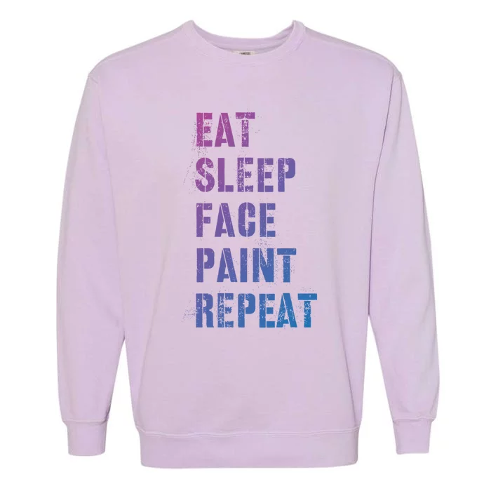 Funny Eat Sleep Face Paint Repeat Halloween Painting Artist Gift Garment-Dyed Sweatshirt