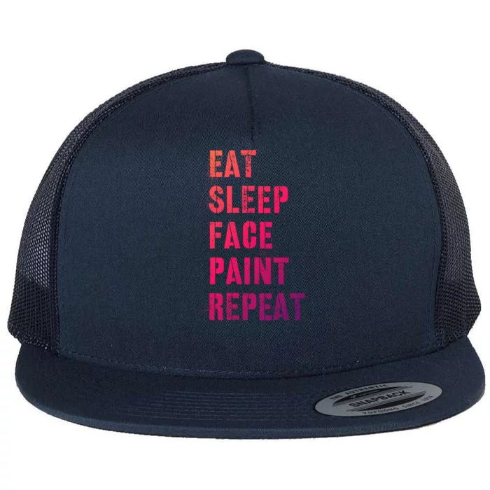 Funny Eat Sleep Face Paint Repeat Halloween Painting Artist Gift Flat Bill Trucker Hat