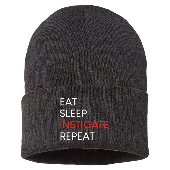 funny et sleep instigate repeat Sustainable Knit Beanie