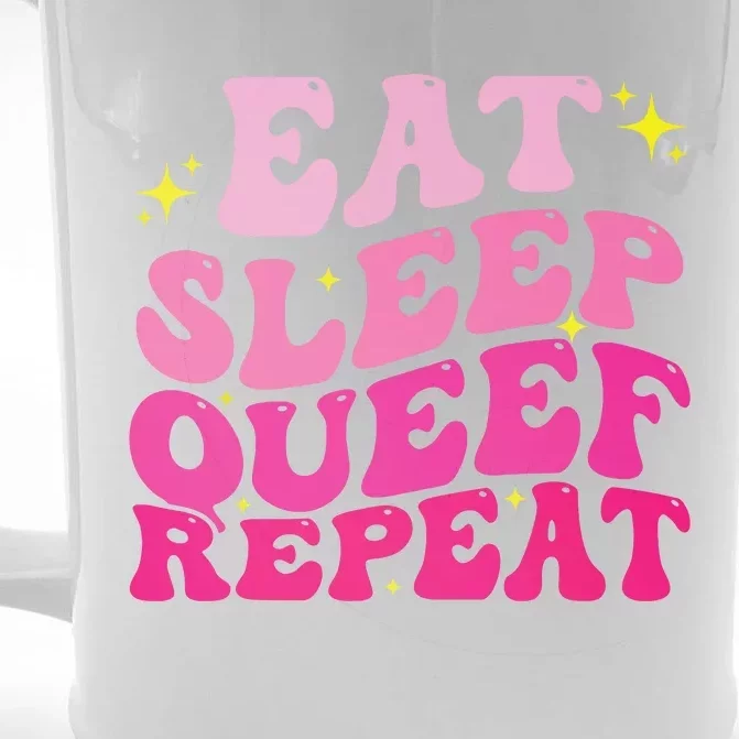 Funny Eat Sleep Queef Repeat Inappropriate Queefing Joke Front & Back Beer Stein