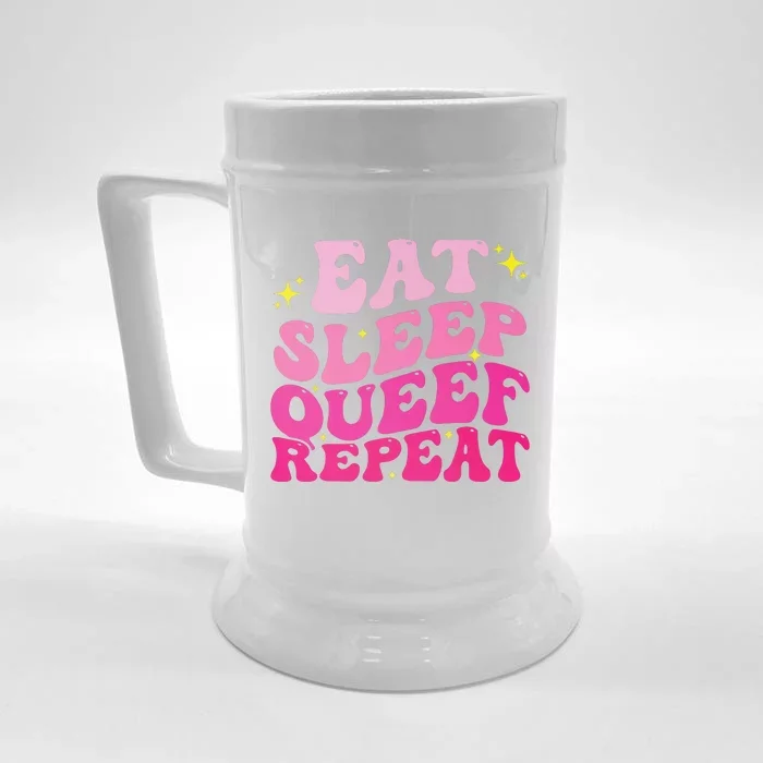 Funny Eat Sleep Queef Repeat Inappropriate Queefing Joke Front & Back Beer Stein