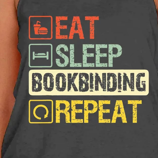 Funny Eat Sleep Bookbinding Repeat Women's Knotted Racerback Tank