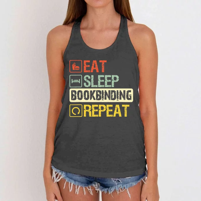 Funny Eat Sleep Bookbinding Repeat Women's Knotted Racerback Tank