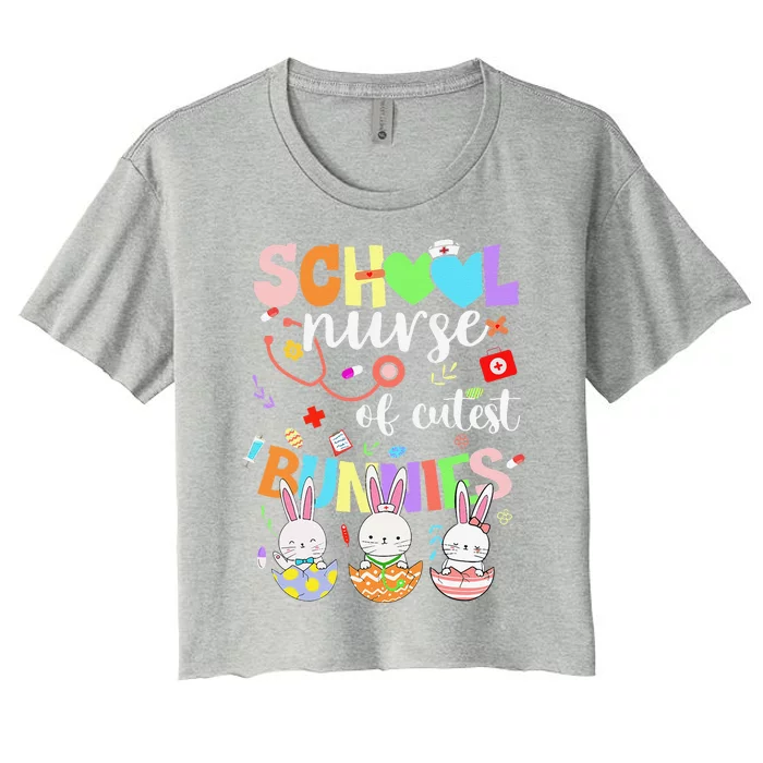 Funny Easter School Nurse Of Cutest Bunnies RN Cute Rabbit Women's Crop Top Tee