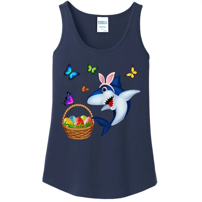 Funny Easter Shark Mommy Baby Daddy Easter Bunny Ladies Essential Tank