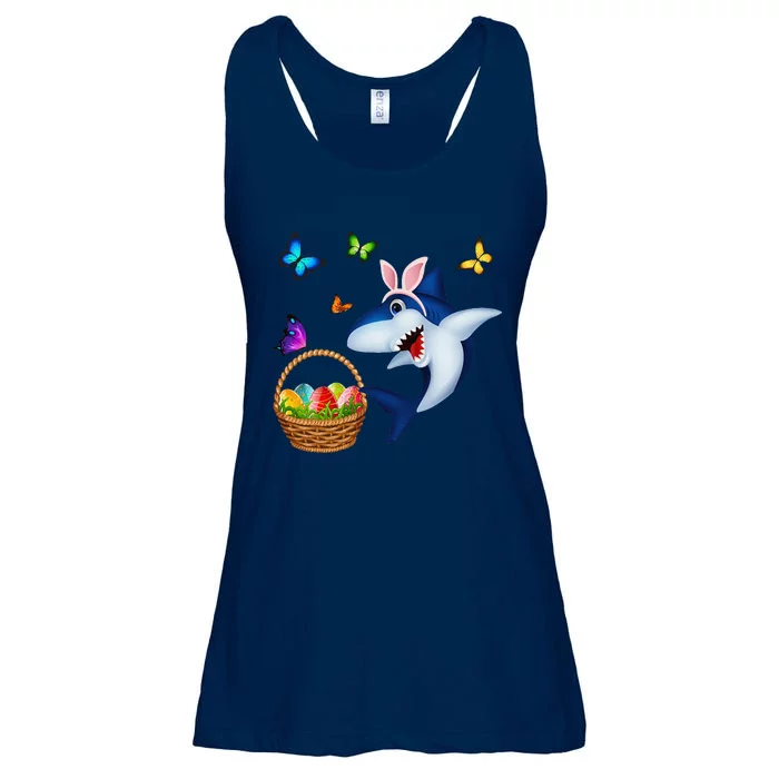 Funny Easter Shark Mommy Baby Daddy Easter Bunny Ladies Essential Flowy Tank