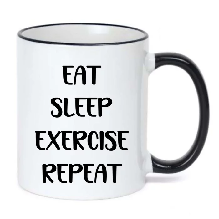 Funny Eat Sleep Exercise Repeat Gym Lover Workout Gift Black Color Changing Mug