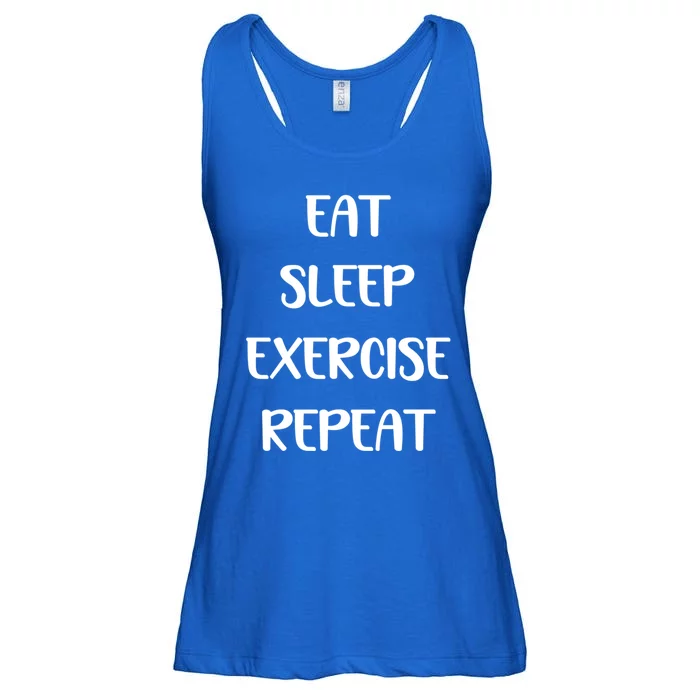 Funny Eat Sleep Exercise Repeat Gym Lover Workout Gift Ladies Essential Flowy Tank