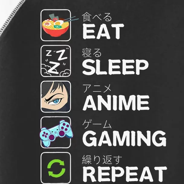 Funny Eat Sleep Anime Gaming Repeat Kawaii Otaku Gamer Anime Manga Toddler Fine Jersey T-Shirt