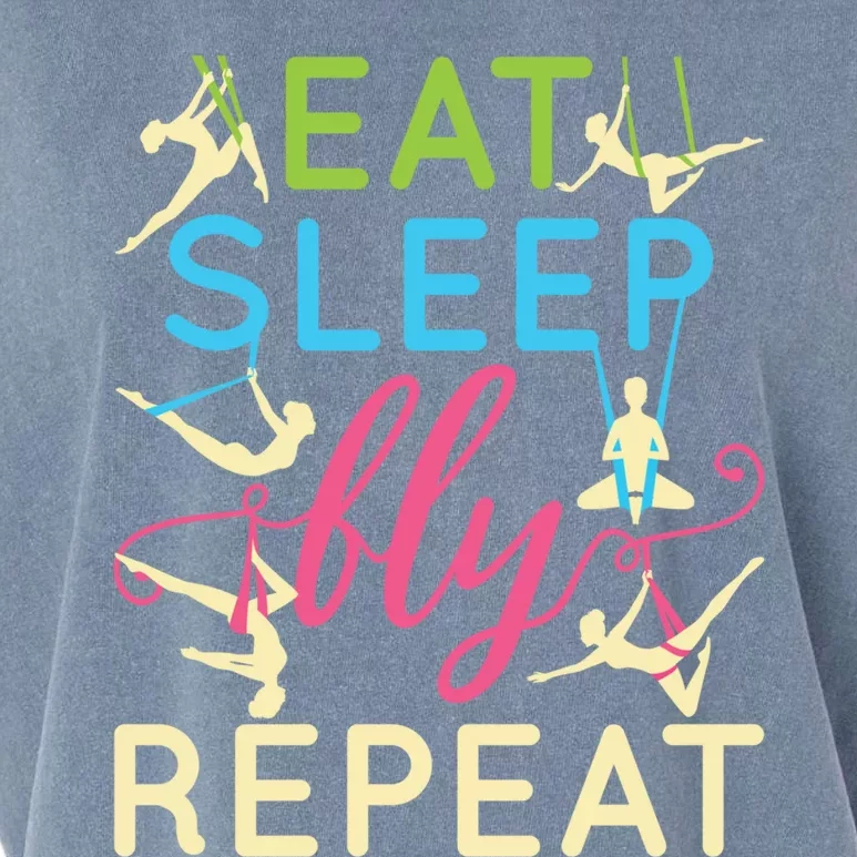 Funny Eat Sleep Fly Repeat Aerial Yoga Silks Gift Cute Gift Garment-Dyed Women's Muscle Tee