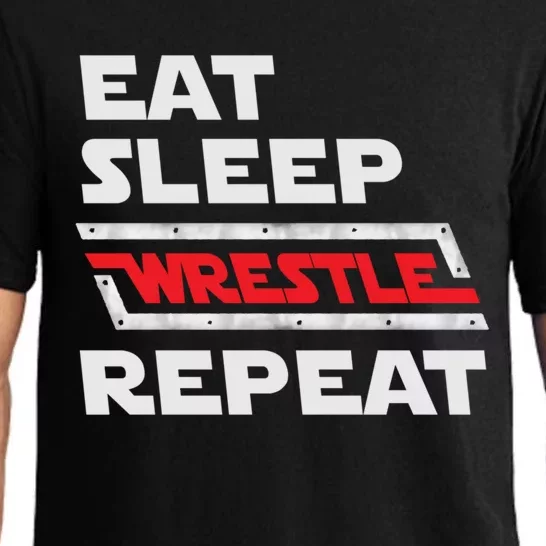 Funny Eat Sleep Wrestle Repeat Wrestling Gift Gift Pajama Set