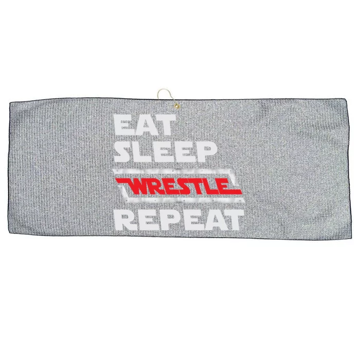 Funny Eat Sleep Wrestle Repeat Wrestling Gift Gift Large Microfiber Waffle Golf Towel