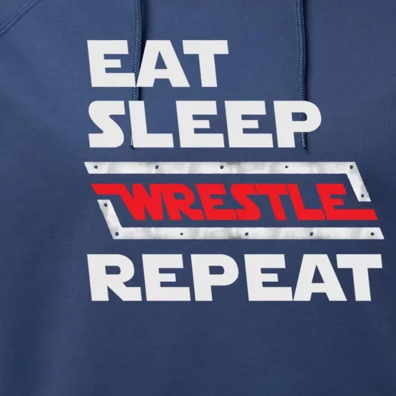 Funny Eat Sleep Wrestle Repeat Wrestling Gift Gift Performance Fleece Hoodie