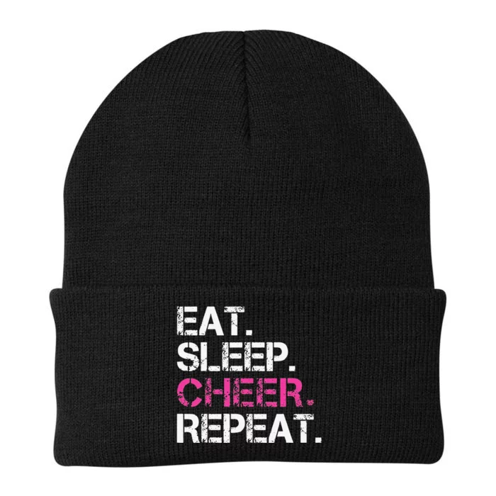 Funny Eat Sleep Cheer Repeat Cheerleading Cheerleader Gifts Knit Cap Winter Beanie