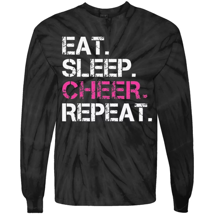 Funny Eat Sleep Cheer Repeat Cheerleading Cheerleader Gifts Tie-Dye Long Sleeve Shirt